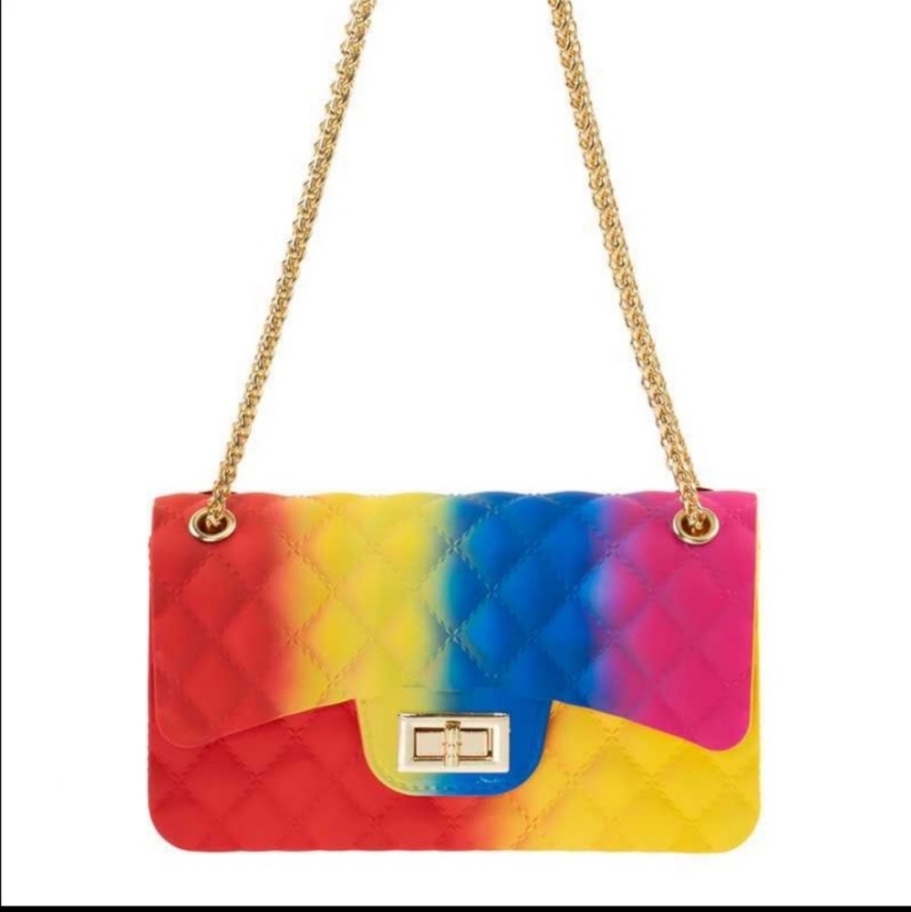 Red multi color purse